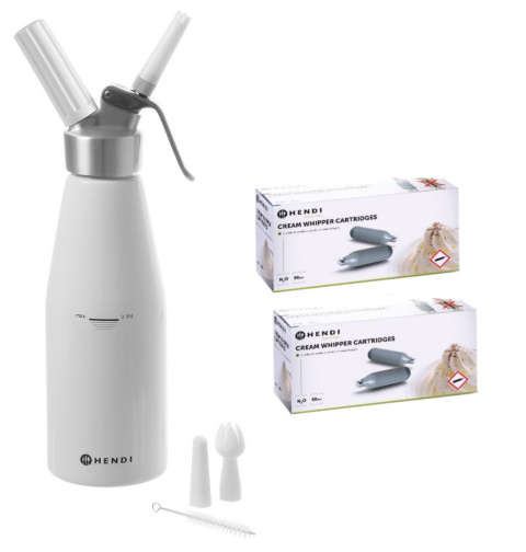 Syfon do bitej śmietany 1 l Kitchen Line biały + 100 naboi Hendi 588376